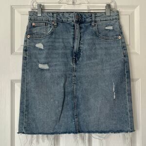 H&M &denim Knee-Length Denim Cutoff Skirt - Size 8